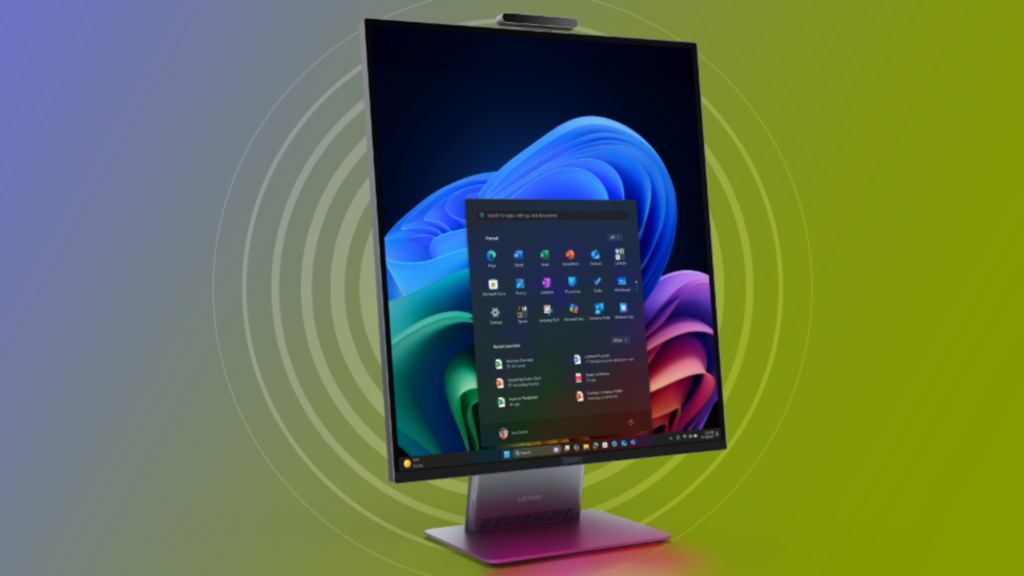 لنوو از کامپیوتر دسکتاپ ThinkCentre X AIO Aura Edition با نمایشگر عمودی رونمایی کرد