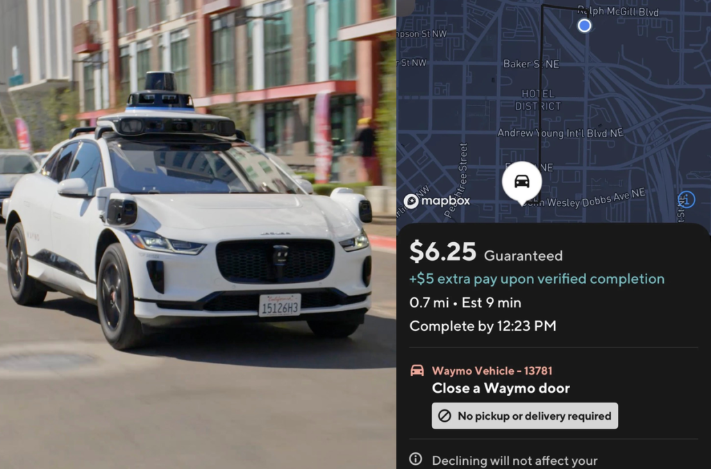 اجرای برنامه آزمایشی اطلاع‌رسانی درب خودروهای خودران Waymo در آتلانتا