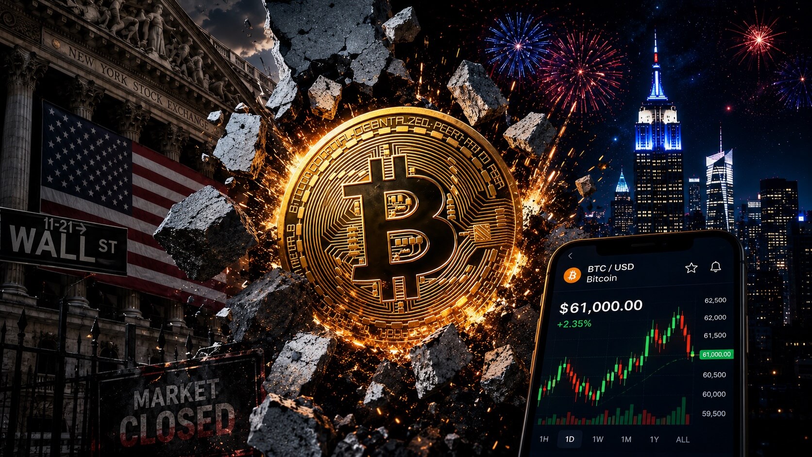 ادامه معاملات بیت‌کوین در تعطیلات وال‌استریت و تاثیر آن بر نقدینگی بازار